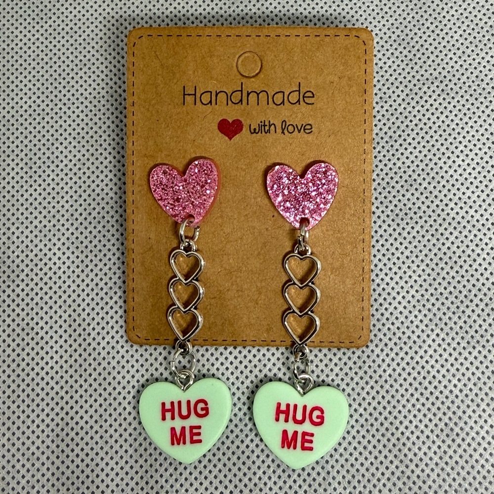 Handmade Valentine’s Day Candy Heart Earrings